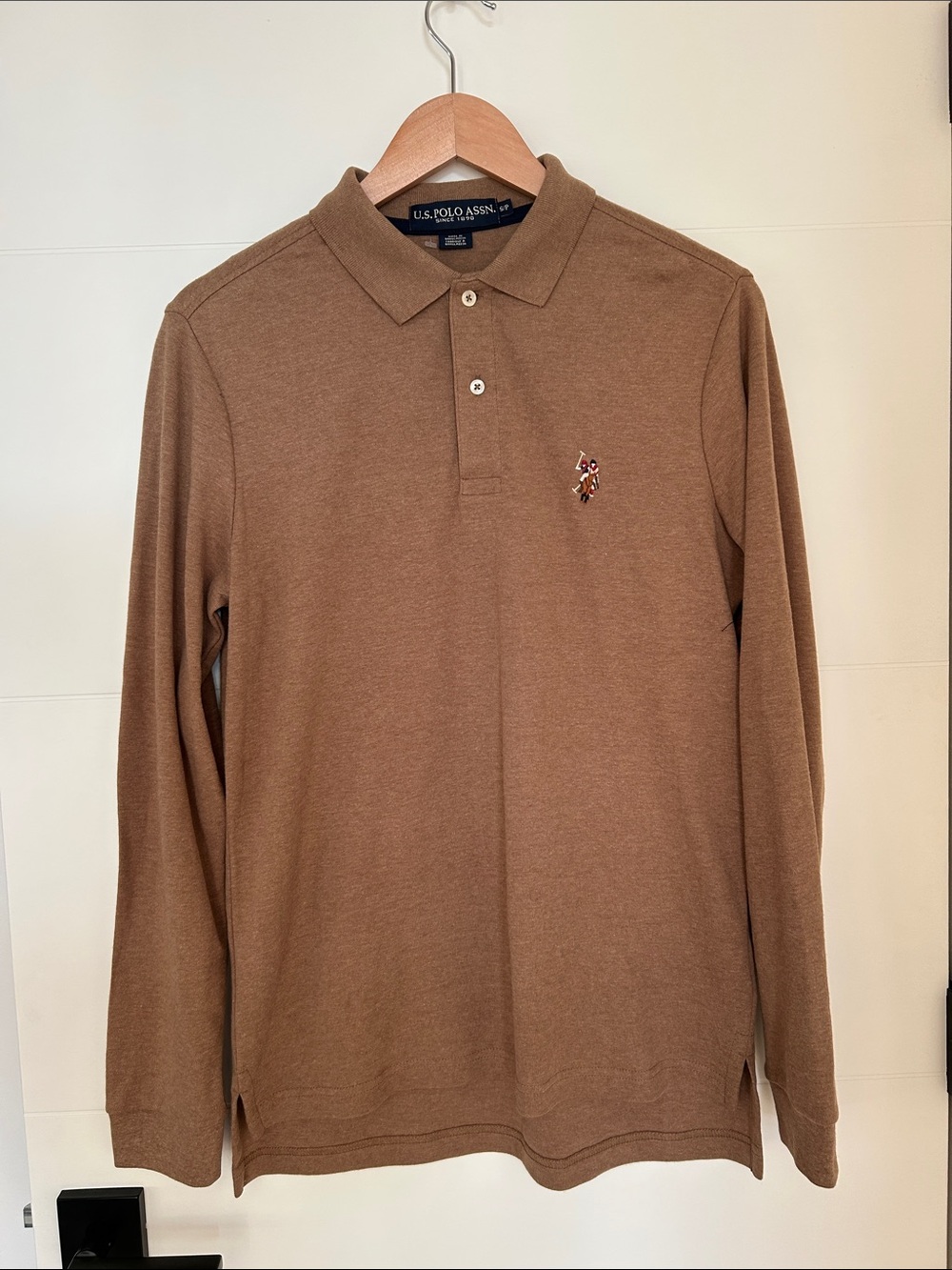 U.S. Polo Assn. Long Sleeve Polo in Chestnut Brown